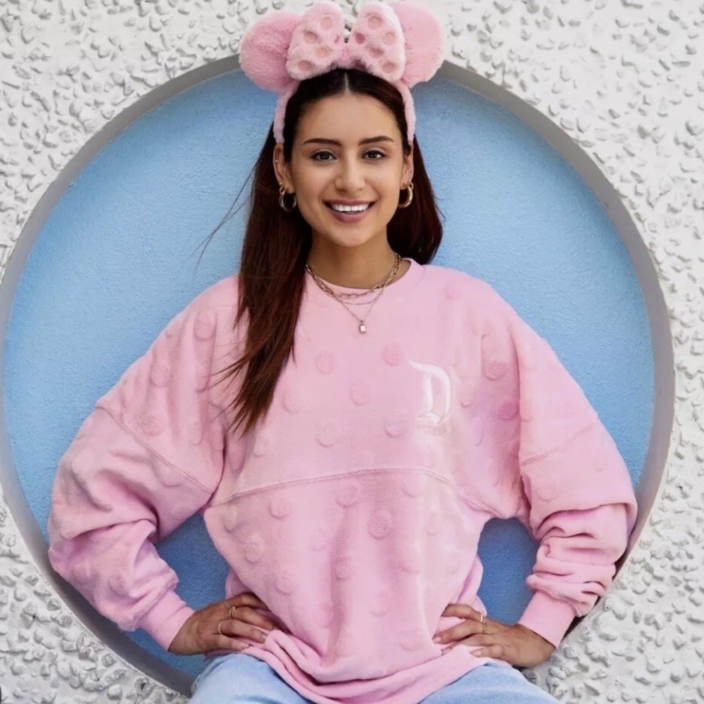 Disney World Spirit Jersey Piglet Pink Velour Fuzzy Polka Dots small